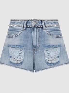 Twin-set Milano distressed Jean shorts with rhinestone waist band 26